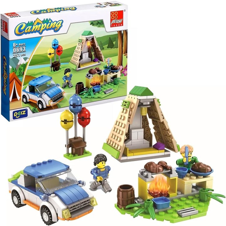Set de constructie Camping, TRIFOX, 71 elemente, multicolor, 34x27x6cm
