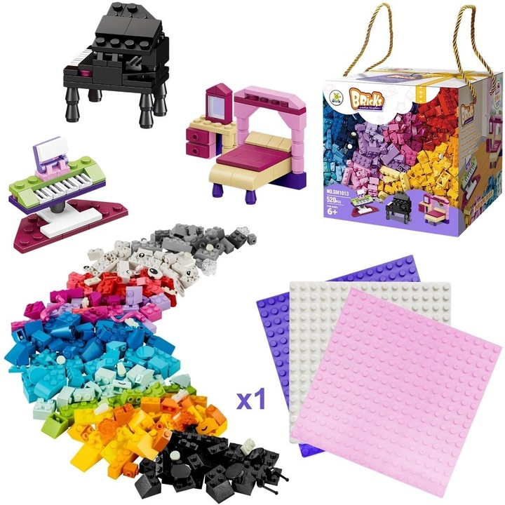 TRIFOX "Tégla" Építőkészlet, 520 darab, többszínű, 18x18x18 cm