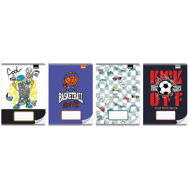 Caiet A5 Beniamin, 32 foi, carouri, coperta moale, lacuire UV, set 10 bucati