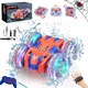 Комплект играчка кола с дистанционно управление RC Амфибия за каскади за деца 2 В 1, управляема с жестове, MorFansi®, 2.4Ghz 4WD, водоустойчива, въртене на 360°, RGB светлини и звук, офроуд, USB зареждане, 3 години+, Спайдър-мен