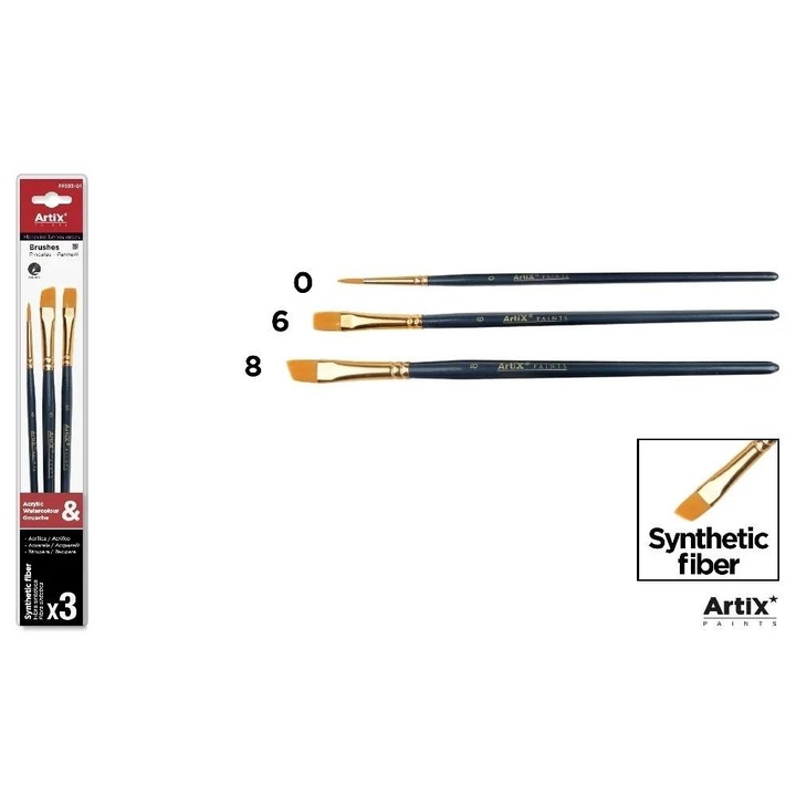 Set pensule Artix, 3 bucati, sintetic, 19,5cm