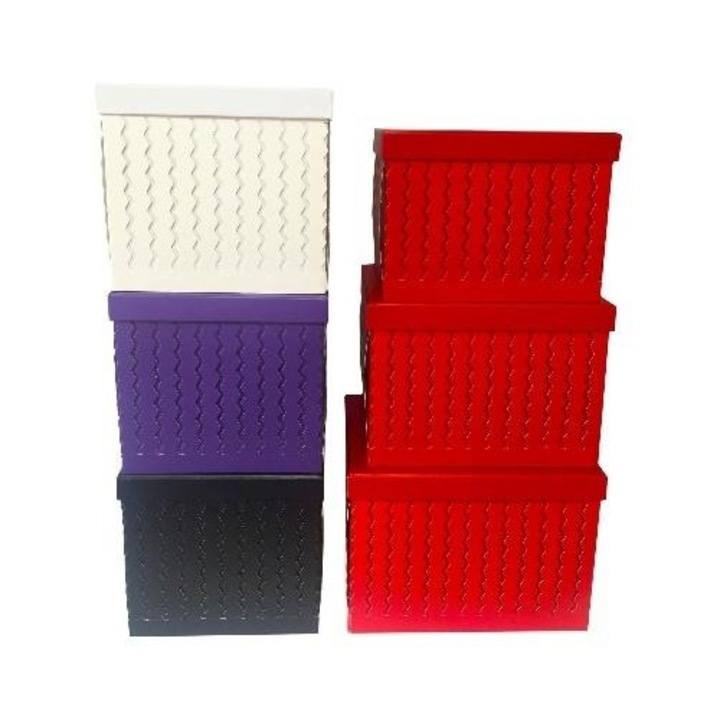 Кутия за цветя комплект от 3 броя РОЗЕТКА, размери 18x25,5x20см, 17x23,5x18см, 16x21,5x14см, многоцветен