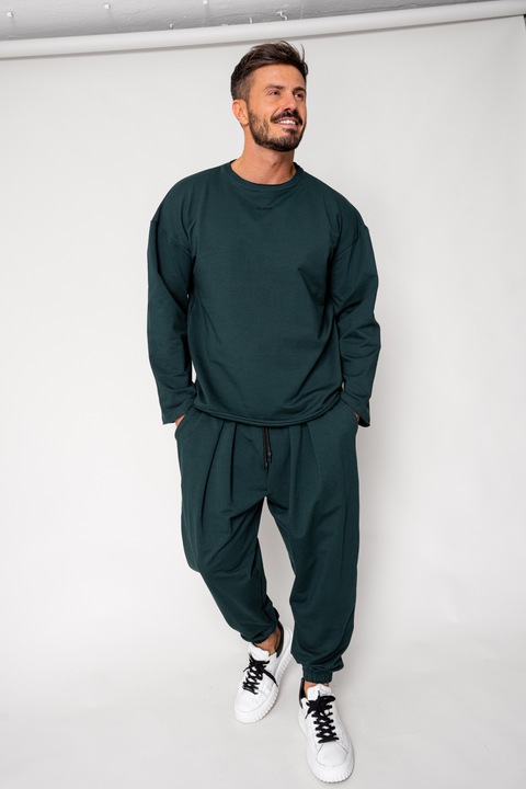 Set Flex Bluza Oversized si pantalon Baggy Bottle Green 18048, Verde