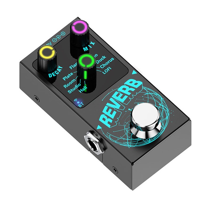 Реверб педал за китара, Garsonal®, 9 режима, 8.5x4x2.5 см, черен