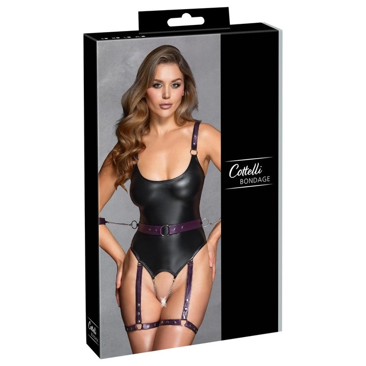 Set Bondage Cottelli Collection L, cu mansete si curele, negru