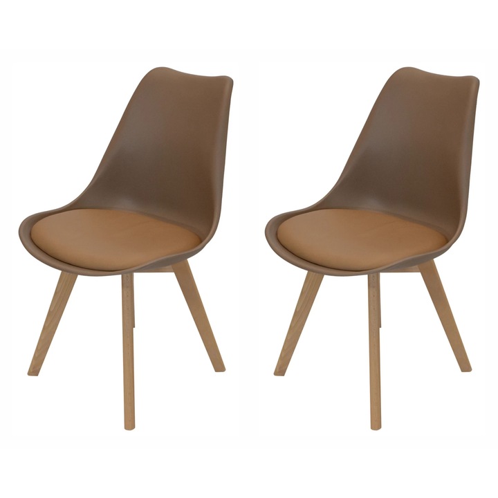 Set 2 scaune DENVER, Stockholm, cappuccino, lemn, 48x50x82 cm