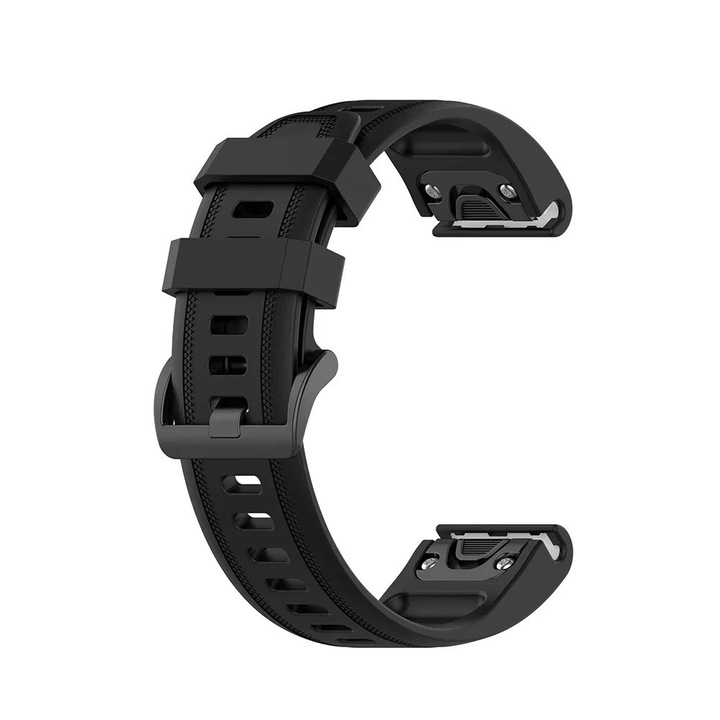 Curea silicon BEST ACCESSORIES, 20mm, EasyFit, negru, compatibilă cu Garmin Fenix 5S / 6S / 7S / 8 / Epix 2 Pro / Instinct 2S