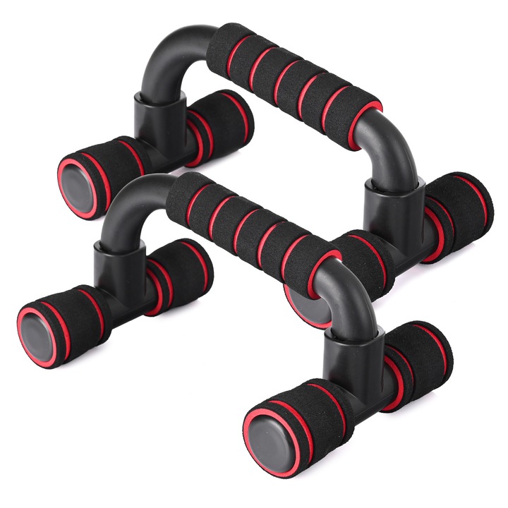 Fizyo Fekvőtámasz Markolat Készlet 2 db, Push Up, Jóga, 22 x 14 x 12 cm, Csúszásmentes, Piros