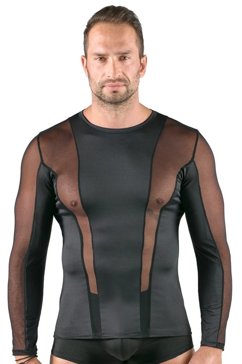 Camasa sexy barbati, Svenjoyment, lunga, neagra, S