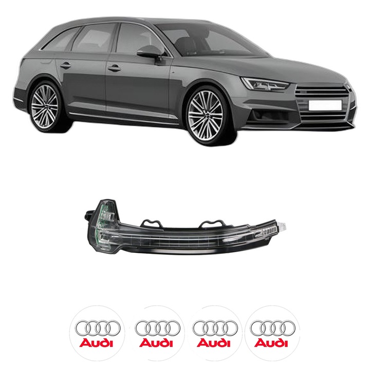 IndicatorOglinda Stanga AUDI A4 B9 Avant (8W5, 8WD) din 2015-2024, Auto, Blic, 4 Stickere auto cu AUDI