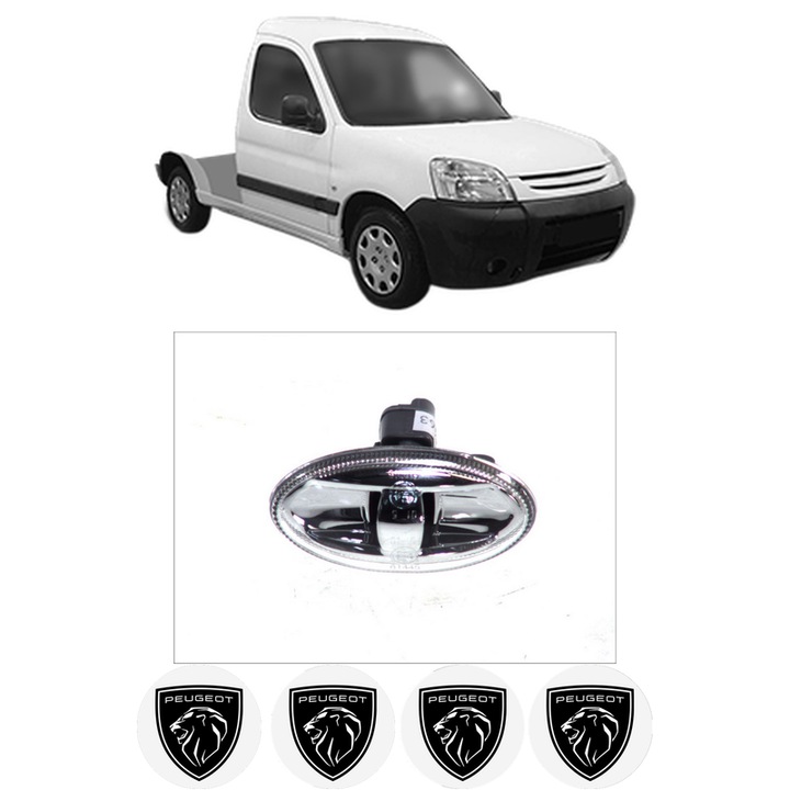 Semnalizator Partea Dreapta / Stanga PEUGEOT PARTNER Platform/Chassis (5_, G_) din 1997-2008, Auto, Depo, 4 Stickere auto cu PEUGEOT
