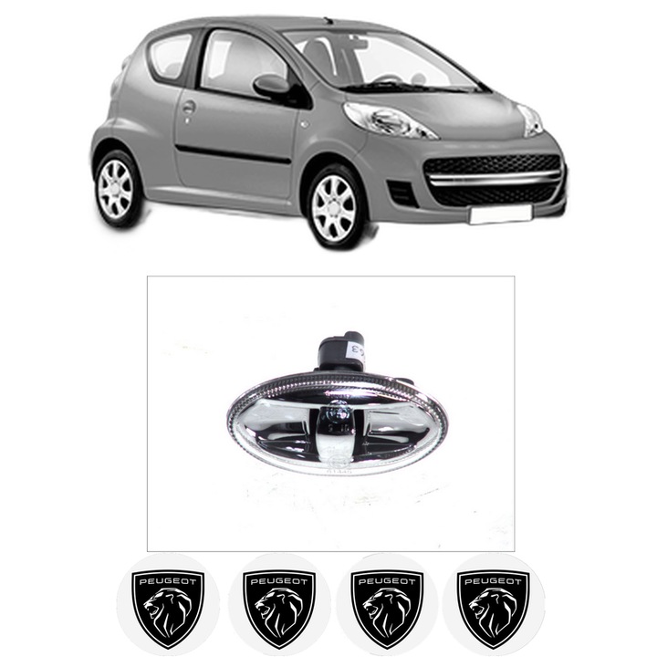 Semnalizator Partea Dreapta / Stanga PEUGEOT 107 (PM_, PN_) din 2005-2014, Auto, Depo, 4 Stickere auto cu PEUGEOT