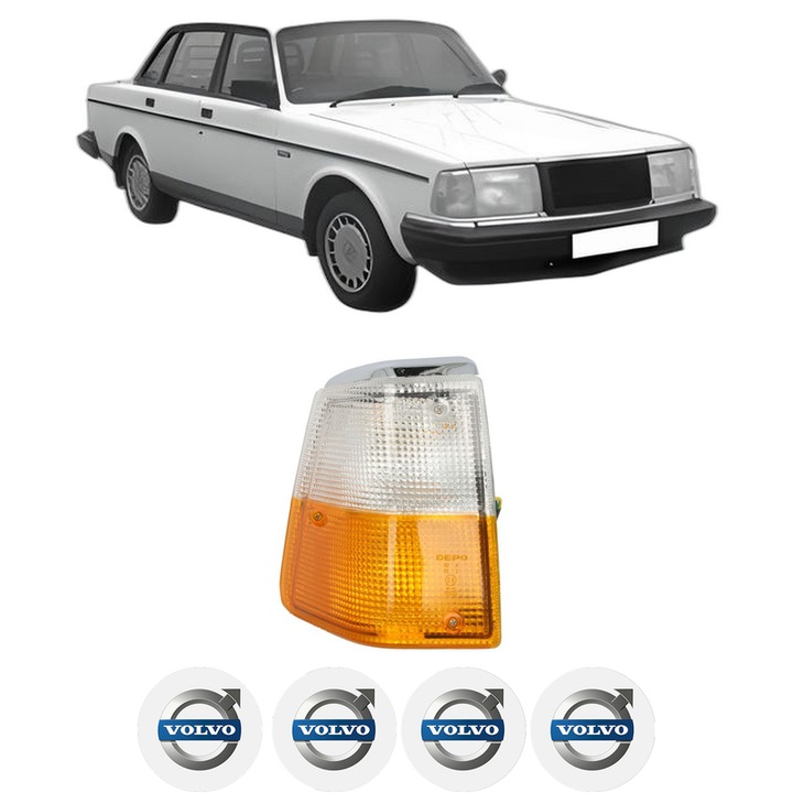 Semnalizator Fata Dreapta VOLVO 240 (P242, P244) din 1974-1993, Auto, Depo, 4 Stickere auto cu VOLVO