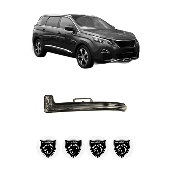IndicatorOglinda Stanga PEUGEOT 5008 II (MC_, MJ_, MR_, M4_) din 2016-2019, Auto, Blic, 4 Stickere auto cu PEUGEOT