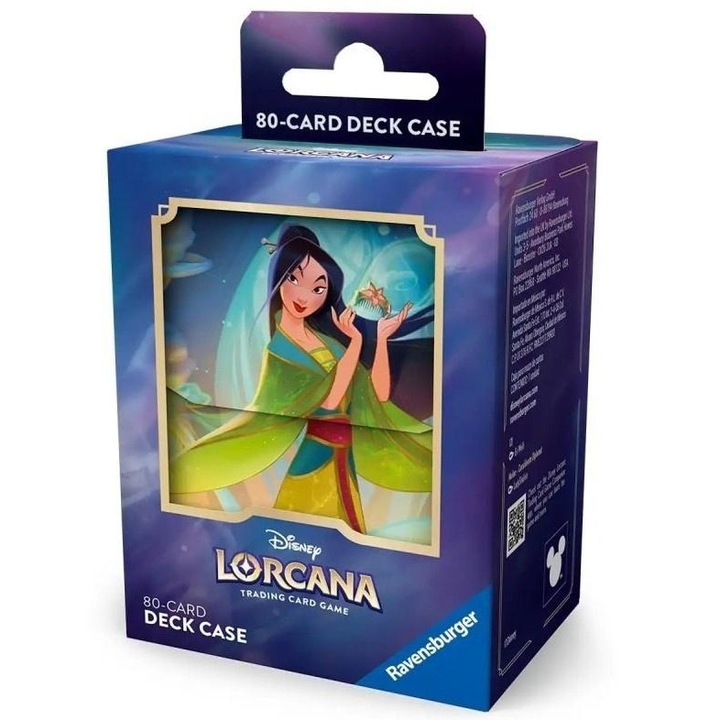 Disney Lorcana játékkártya doboz, Ravensburger, 10x7,5x5,1cm, 80 lapos kapacitás védőtokkal