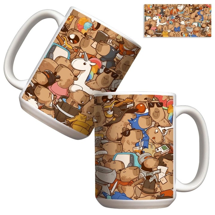 Cana ceramica Molom Kapibara 440ml, 120x85mm, multicolor