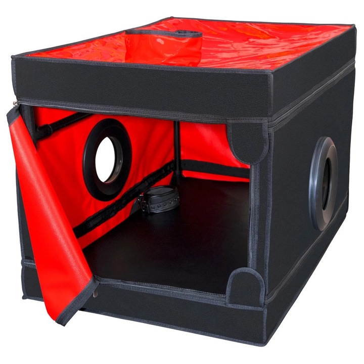 Cabina de jocuri Secret Dome, Black&Red, iluminare LED, 85x60x60 cm