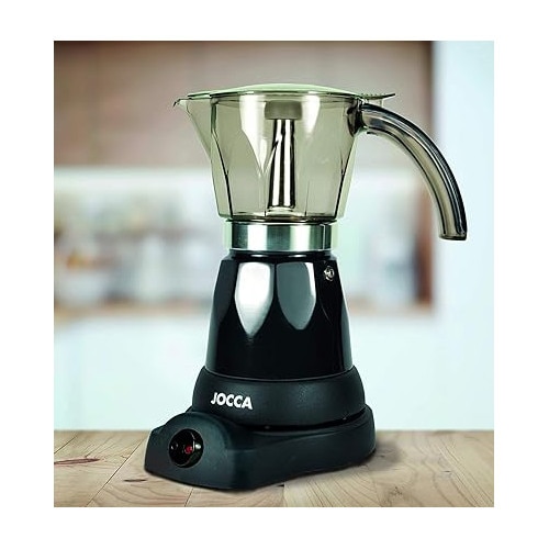 Cafetiera electrica Jocca cu suport rotativ 360°, 6 cesti, negru