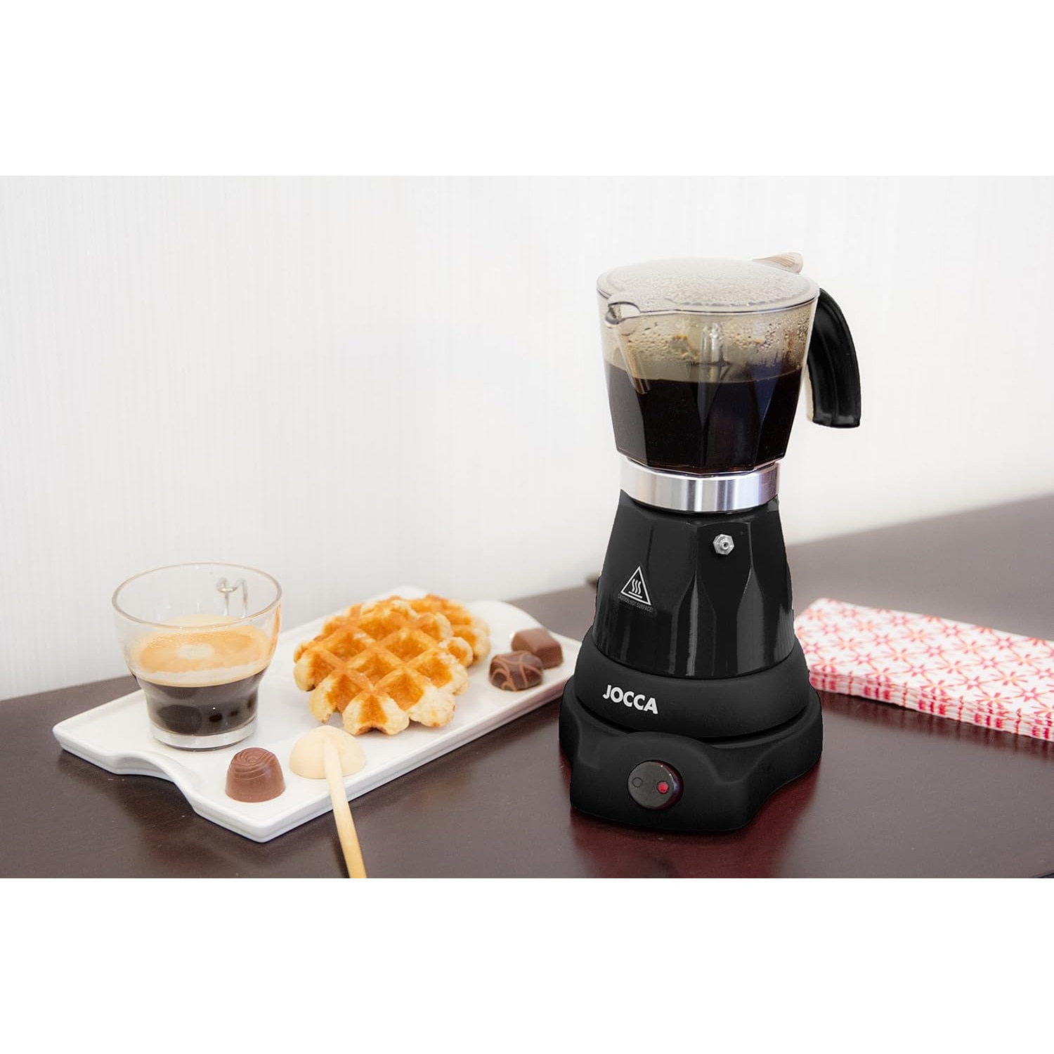 Cafetiera electrica Jocca cu suport rotativ 360°, 6 cesti, negru