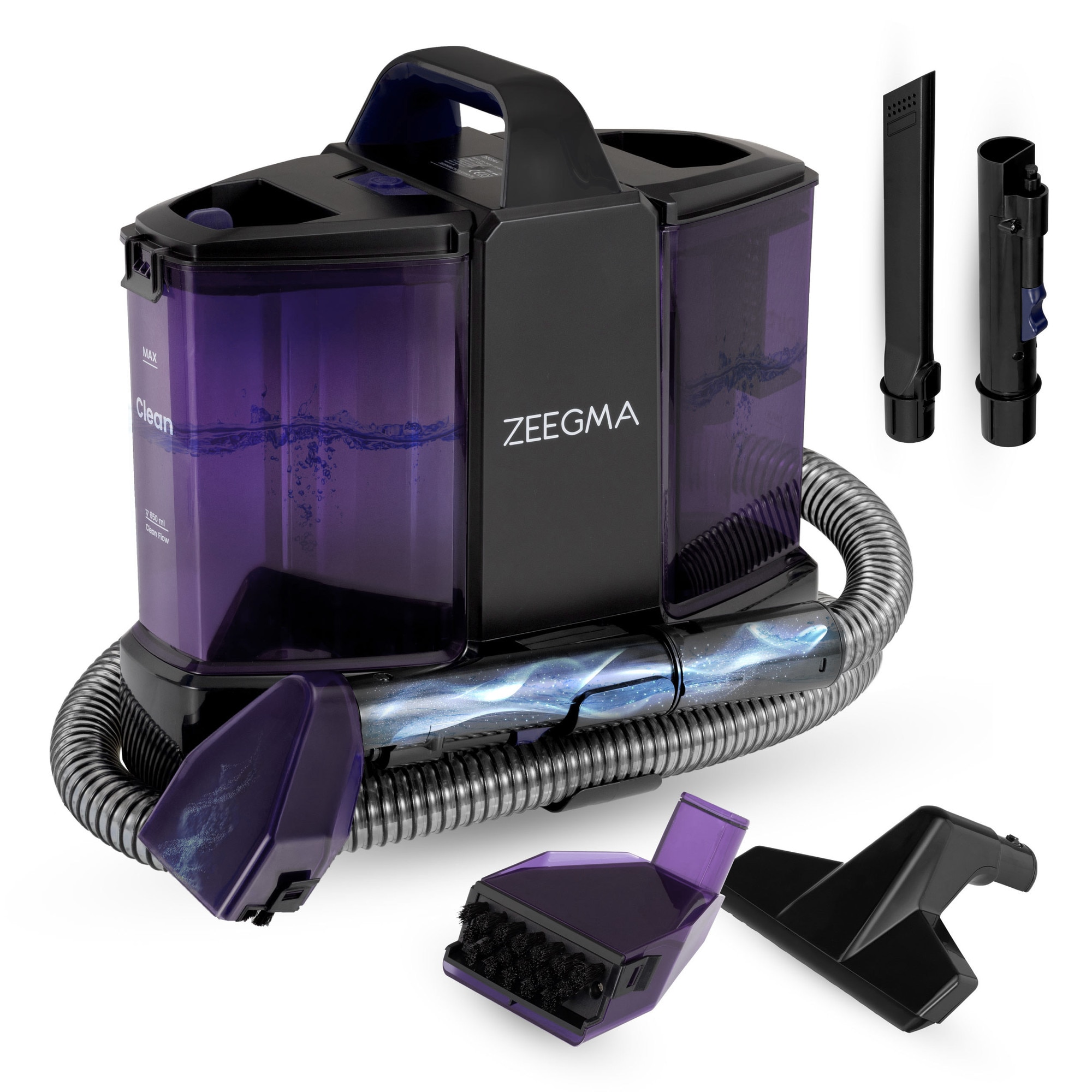 Aspirator de spalat umed uscat de palat tapiterii mochete si covoare Zeegma Zonder Wash Comact, 500 W, 1, 5L, uscat / umed, Albastru