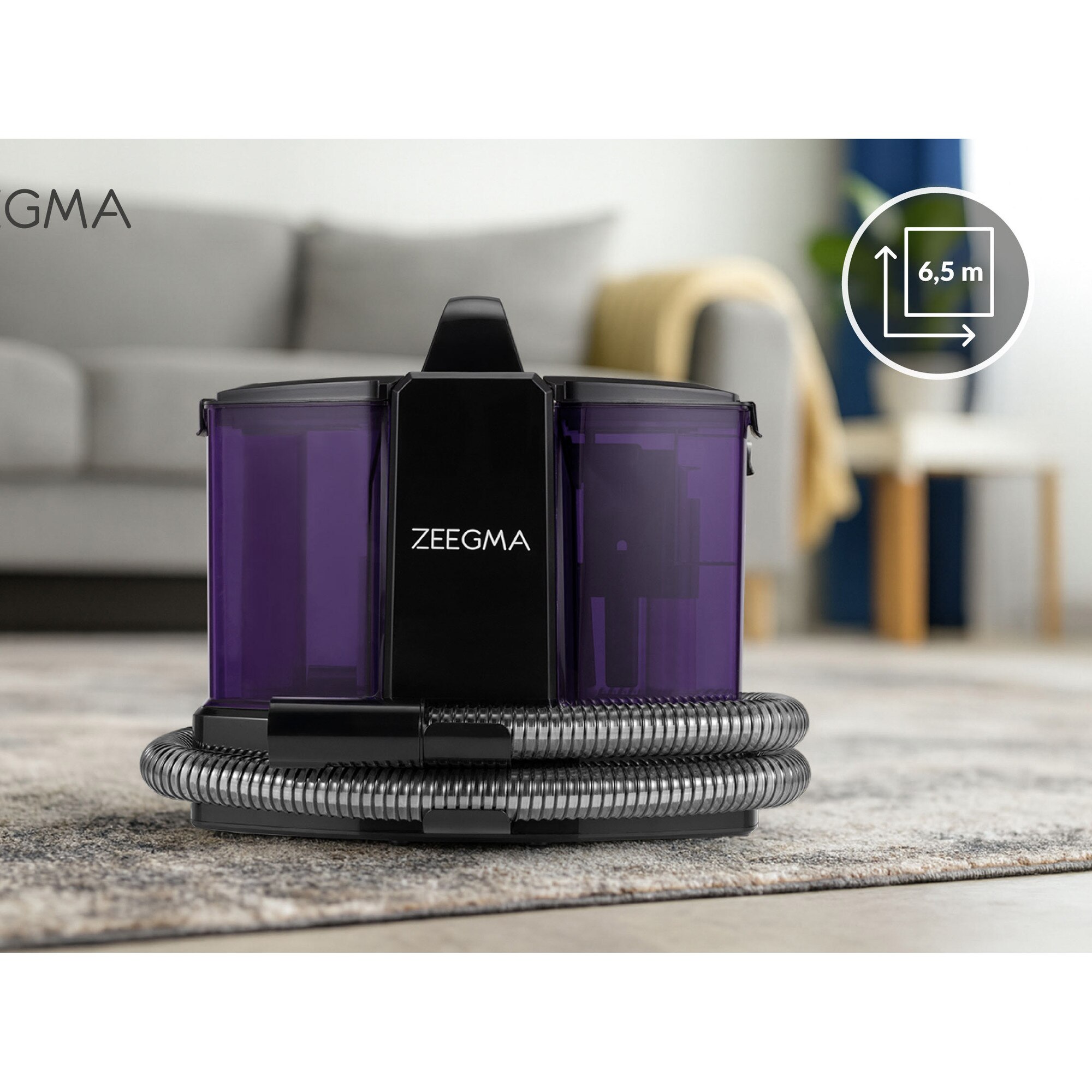 Aspirator de spalat umed uscat de palat tapiterii mochete si covoare Zeegma Zonder Wash Comact, 500 W, 1, 5L, uscat / umed, Albastru