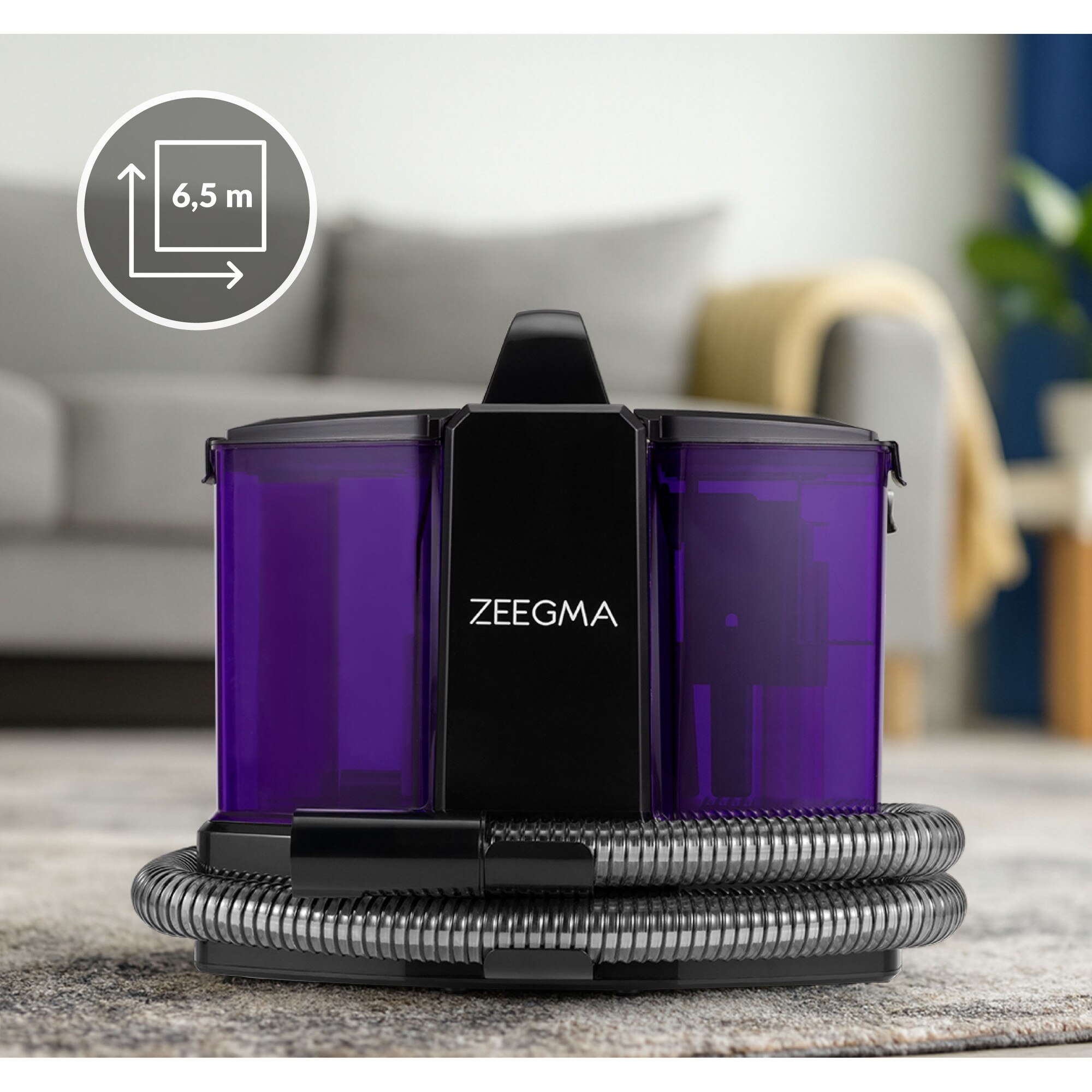 Aspirator de spalat umed uscat de palat tapiterii mochete si covoare Zeegma Zonder Wash Comact, 500 W, 1, 5L, uscat / umed, Albastru