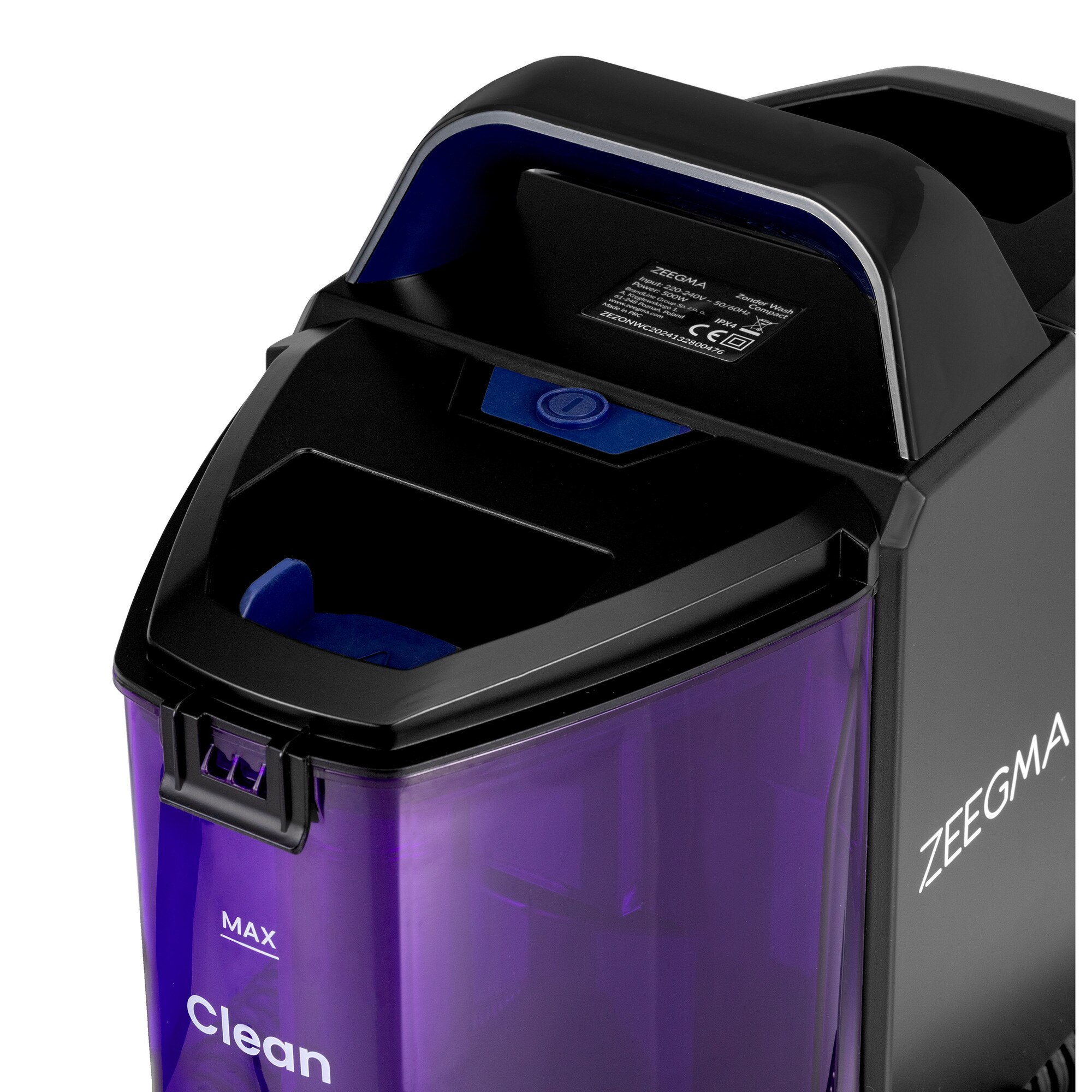 Aspirator de spalat umed uscat de palat tapiterii mochete si covoare Zeegma Zonder Wash Comact, 500 W, 1, 5L, uscat / umed, Albastru