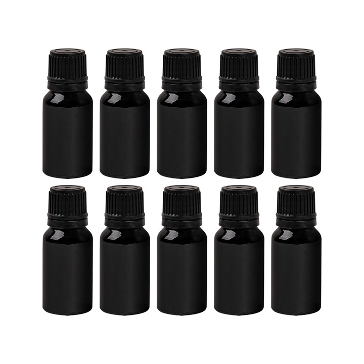 Set sticle, Aromaholik, 10 ml, 10 bucati, sticla neagra, capac si picurator