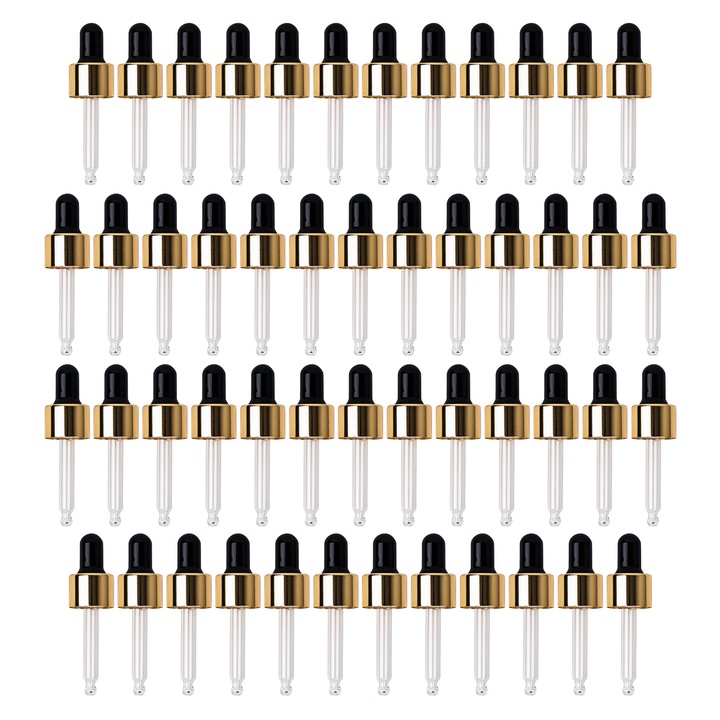 Pipeta din sticla, Aromaholik, Set 50 bucati, negru cu margine aurie