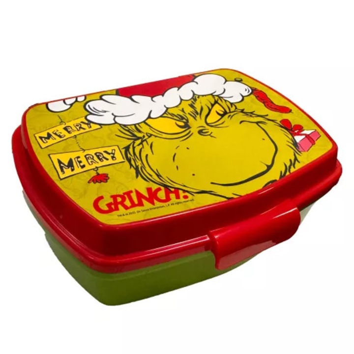 Grinchul: Pozne de Craciun - cutie de sandviciuri amuzanta din plastic