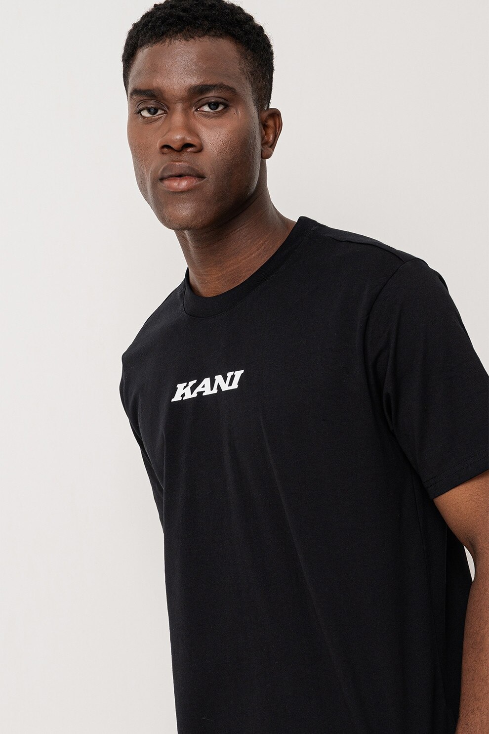 Karl Kani, Tricou de bumbac cu decolteu la baza gatului, Alb, Negru, Galben, M