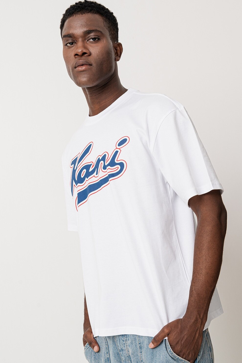 Karl Kani, Tricou de bumbac cu logo, Rosu, Alb, Albastru, M