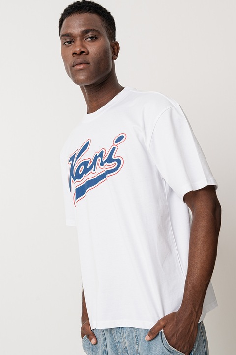 Karl Kani, Tricou de bumbac cu logo, Rosu/Alb/Albastru