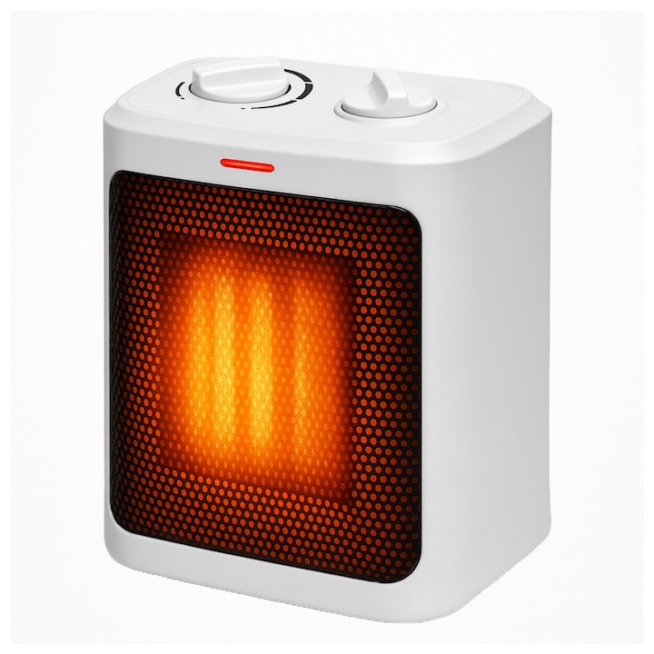 TechEeee 1500W hordozható fűtőtest, kerámia fűtés, állítható termosztát, 3 üzemmód, ideális otthonra, hálószobába, irodába, fehér