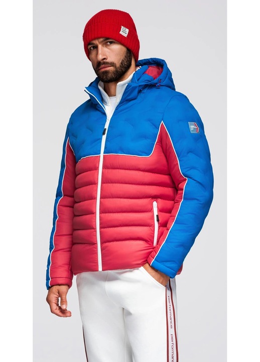 Jacheta matlasata cu gluga detasabila OMBRE OM-JALP-0206, Albastru