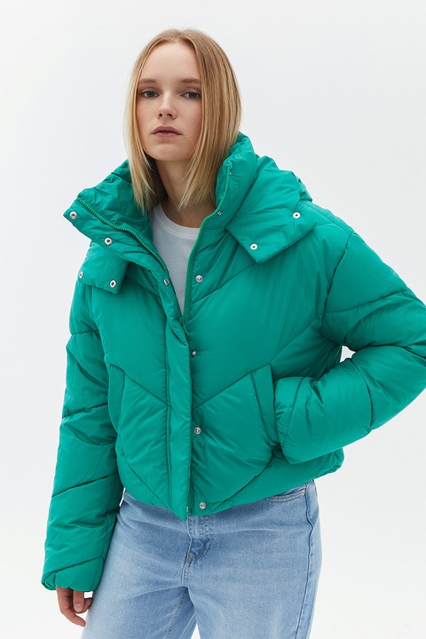 OXXO, Geaca matlasata cu gluga, Verde aquamarin