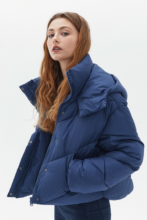 OXXO, Geaca matlasata cu gluga, Albastru petrol