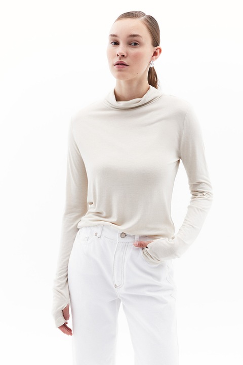 OXXO, Bluza uni din amestec de lana, Crem