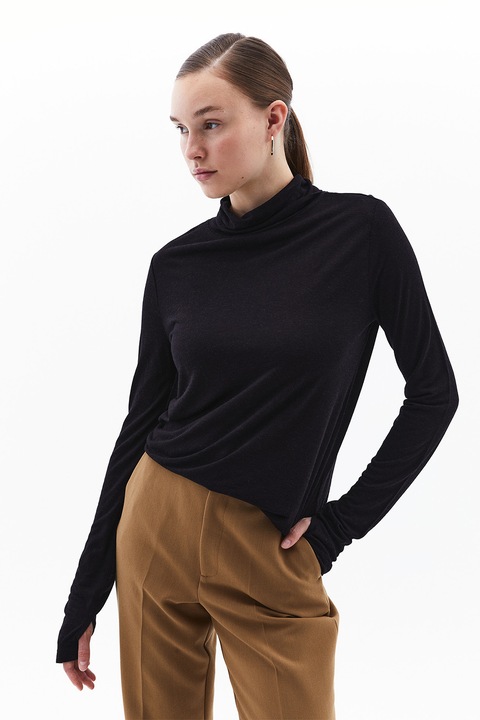 OXXO, Bluza uni din amestec de lana, Negru