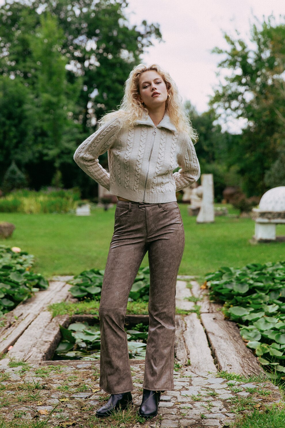 OXXO, Pantaloni bootcut, Maro fango, 38