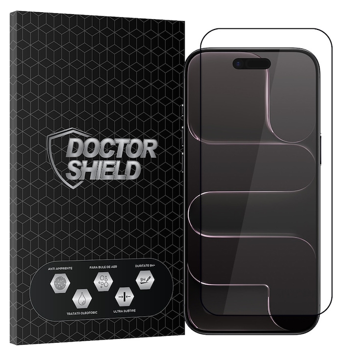 Защитно фолио Dr.Shield, съвместимо с Apple iPhone Air, Full Cover 3D - Черен