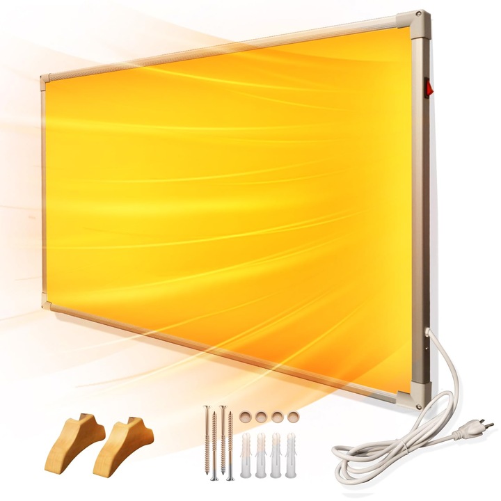 Panou incalzire electric 2 in 1 cu infrarosu, 530W, cu termostat, silentios, culoare alb