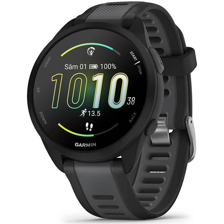 Смарт часовник Garmin Forerunner 165, Music, GPS, WiFi, Черен/Сив