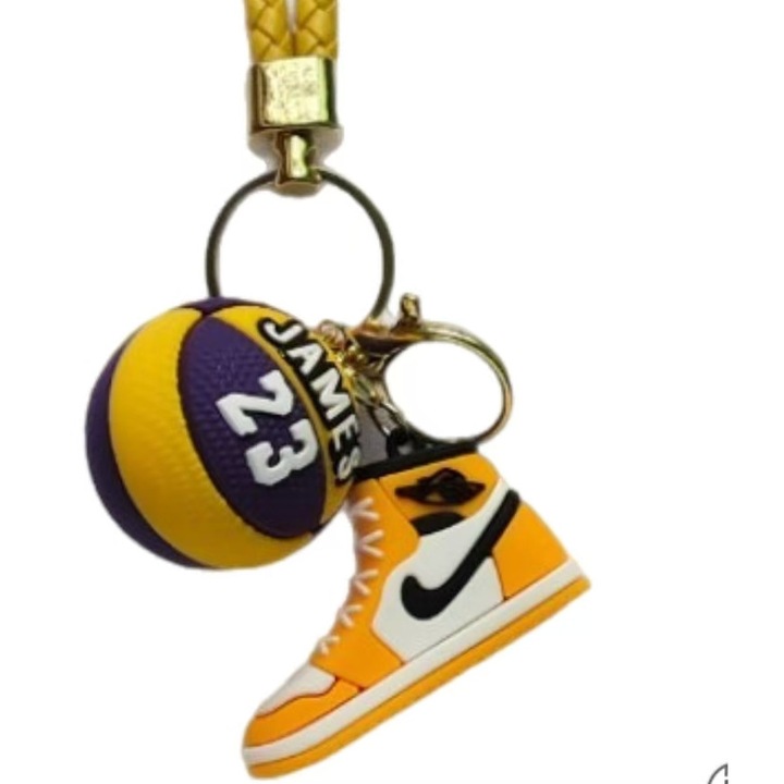 Breloc mini Air Jordan 1 LeBron James, portocaliu, 3,5x6cm, silicon，Galben