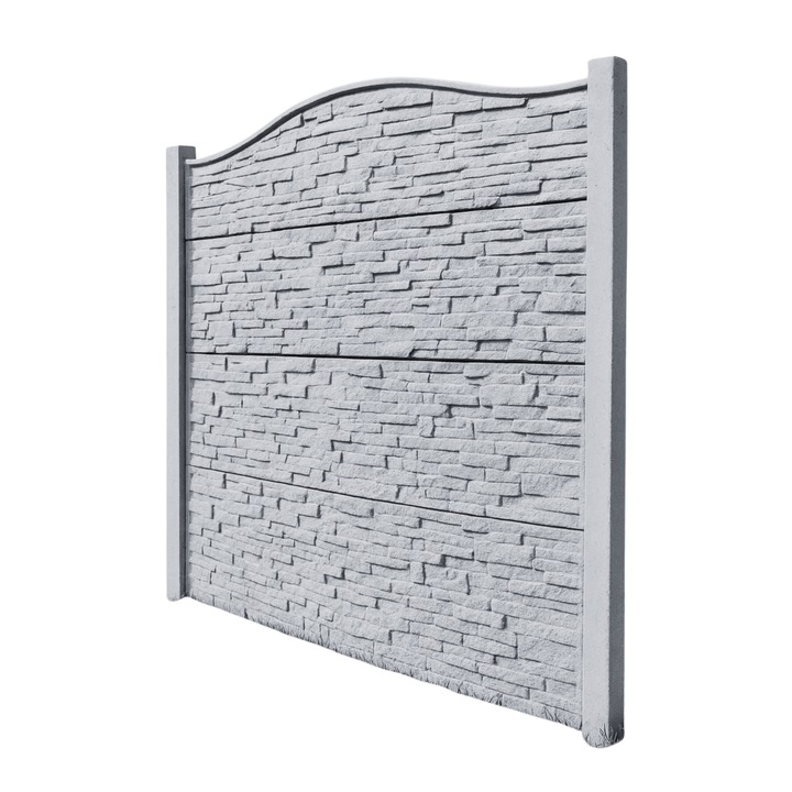 Set matrita gard, panou intreg, 3 matrite mijloc + 1 terminatie + 2 stalpi LIS, model Piatra Sparta Romania, plastic ABS, negru