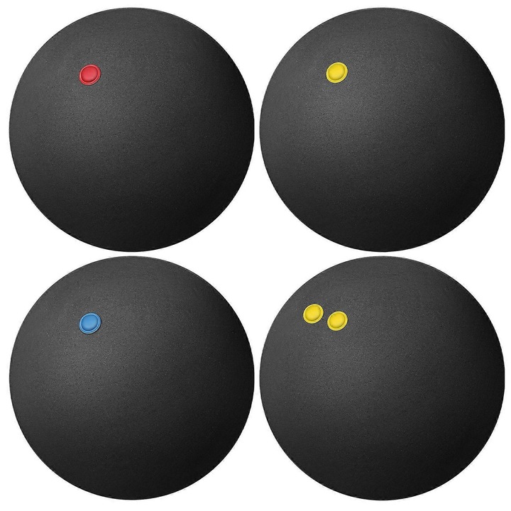 Név: 4 darabos squashlabda szett, magas rugalmasságú, fekete, 3.90x3.90x3.90cm
