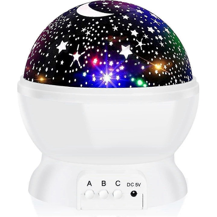 Proiector de stele pentru copii, lampa de veghe, 9 efecte de iluminare, rotire 360°, multicolor