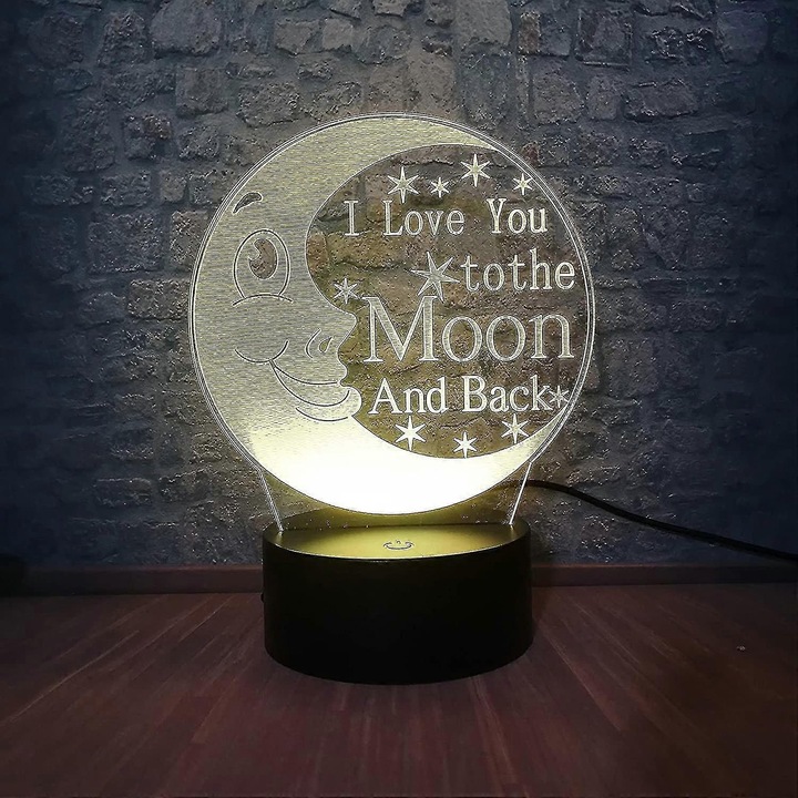 Lampa de noapte 3D LED "I Love You To The Moon And Back"
