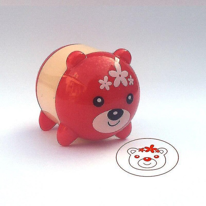 Stampila din plastic urs rosu, 4.2x3.5x3.6cm, pentru copii 2-4 ani, tema animale
