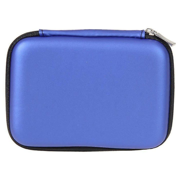 Geanta pentru hard disk extern, albastra, 13x10x4cm, set de accesorii